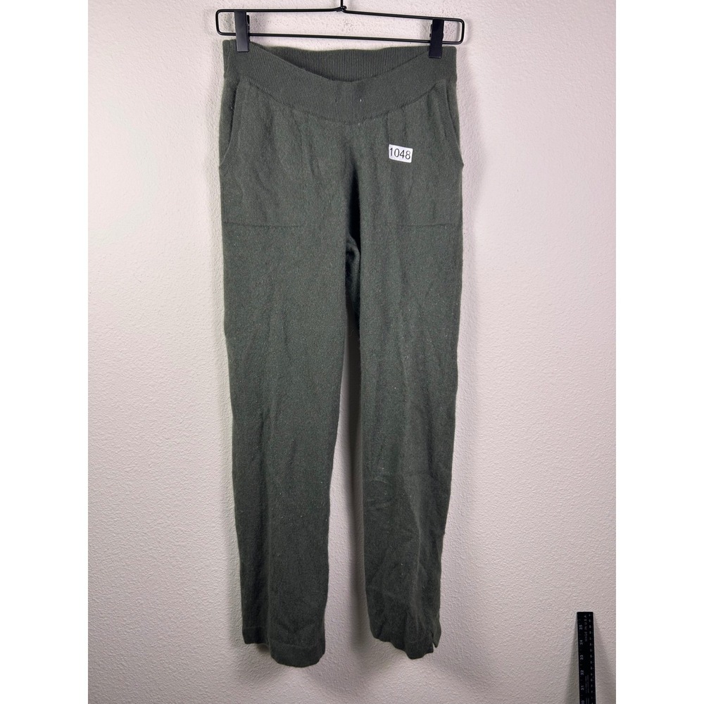 Quince 100% Mongolian Cashmere Knit Lounge Pants Olive Green Small Pockets